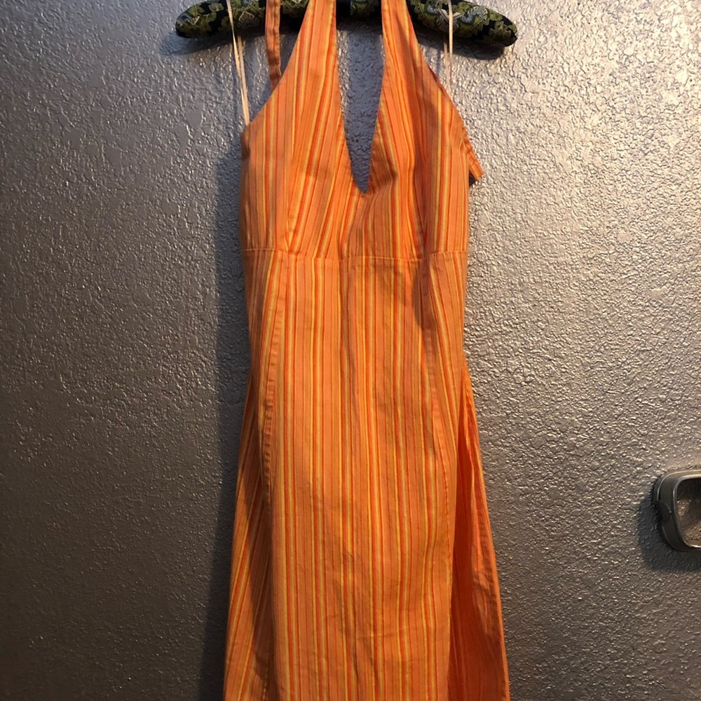 Orange V-Neck Dress